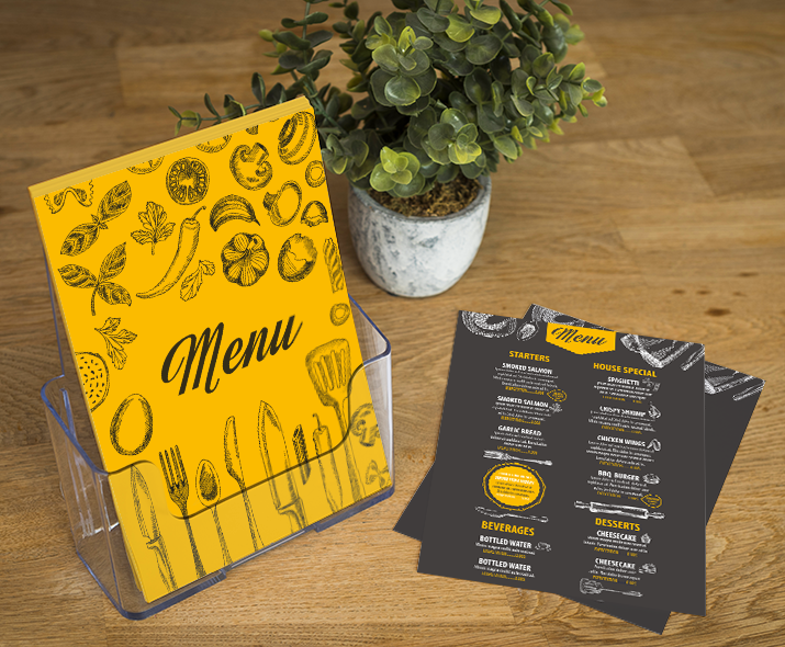 Uncoated flyer restaurant menu